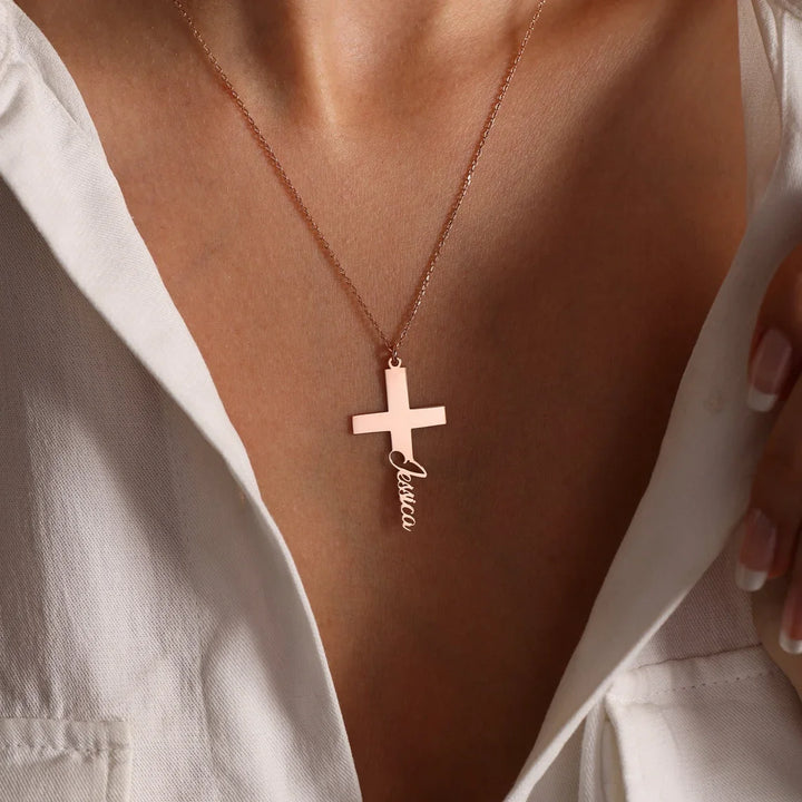 Belief - Personalisierte Halskette mit Kreuz und Name