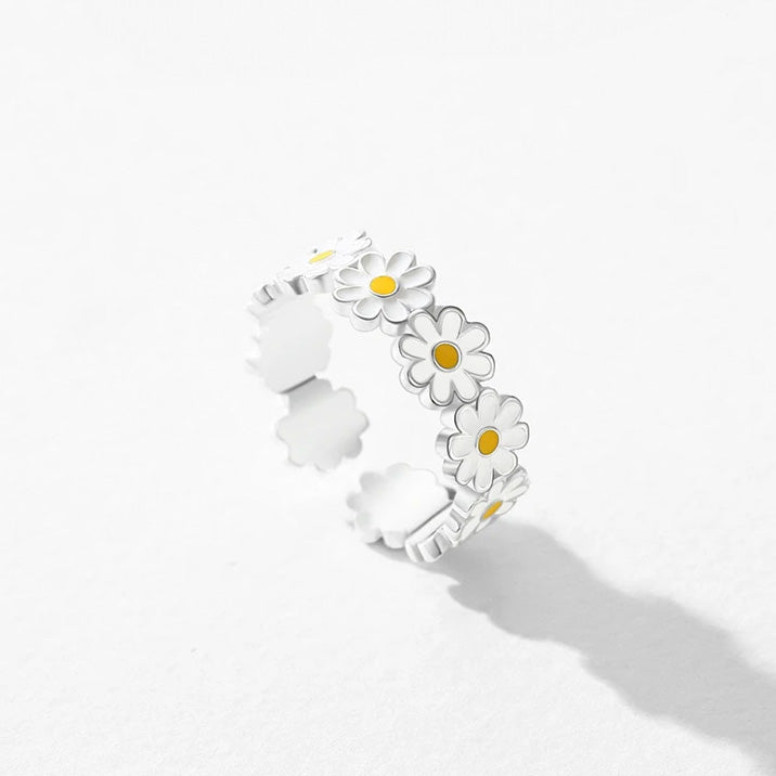 Vintage Daisy Gänseblümchen Ring 925 Sterlingsilber