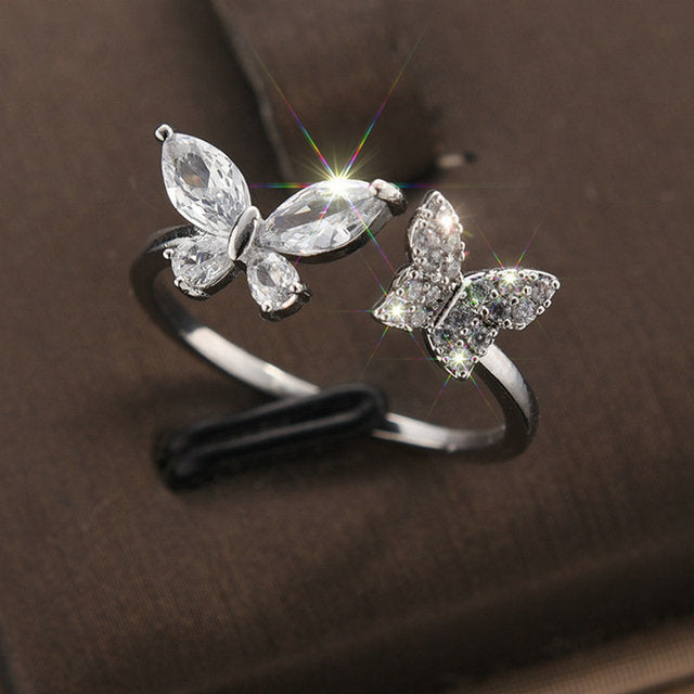 Butterfly - Ring mit Schmetterling und Zirkonia