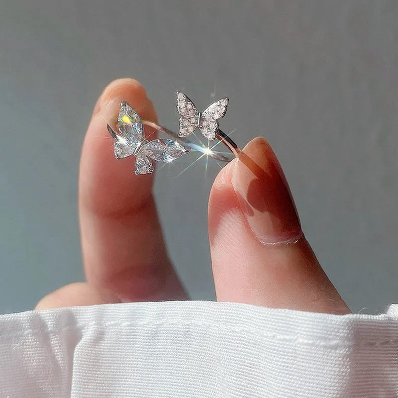 Butterfly - Ring mit Schmetterling und Zirkonia